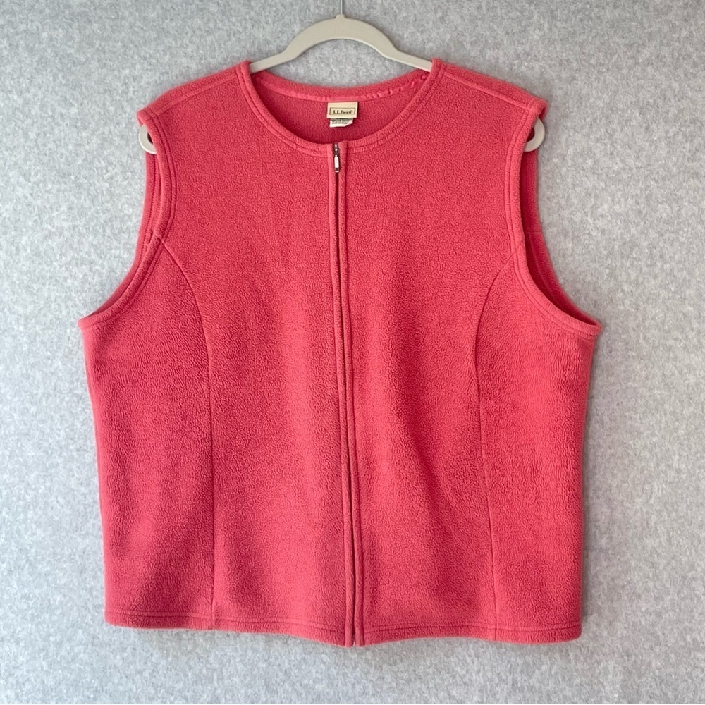 LL Bean Fleece Vest Coral Pink 1X